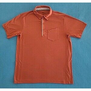 Outdoor Research Polo Shirt Clearwater Mens Large Orange Chest Pocket